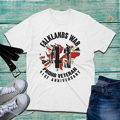 Buy Falklands War Proud Veteran 41st Anniversary T-Shirt Uk Flag Remembrance Day Top • 7.99£