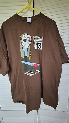Buy Vintage Jason Vorhees Saturday The 13th Brown Graphic T-Shirt - Size XXL • 24.99£