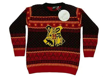 Buy Harry Potter Hogwarts Crest Children's Red Knitted Christmas Jumper • 20£