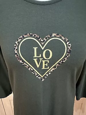 Buy Ruth Langsford 3/4 Sleeve Scoop Neck Love Motif Top  - Khaki - Size XS • 26£
