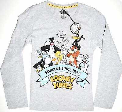 Buy Looney Tunes T Shirt Primark Long Sleeve Grey Womens Ladies WB UK Sizes 6 To 20 • 14.95£