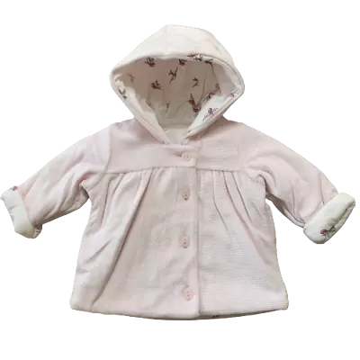Buy Baby Girls Jacket Pink Bird Hooded Lined Coat Age Newborn - 1 Month Ex M&S • 8.50£