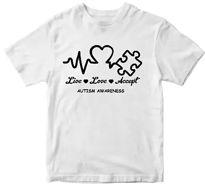 Buy Live Love Accept Autism Awareness T-shirt Raise Together Kids Birthday Gifts • 8.99£