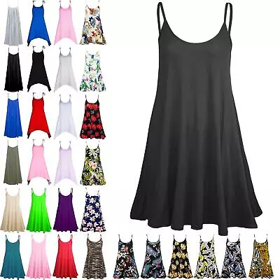 Buy Ladies Sleeveless Camisole Womens Floaty Flare Strappy Skater Swing Dress • 5.99£