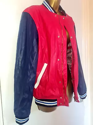 Buy Zara Man Red White & Blue Faux Leather Baseball Style Jacket New Size (m) • 8£