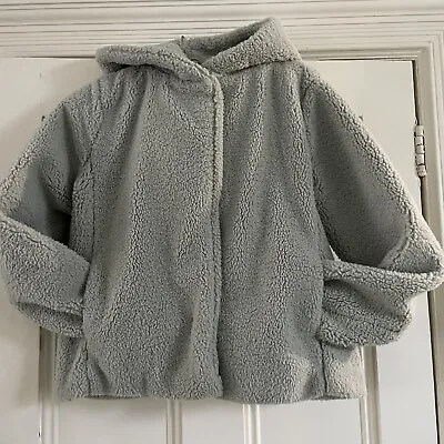 Buy H&M Spring Hooded Teddy Coat. Grey. Furry. Bear. Pockets. Hood. Short Jacket 12 • 15£