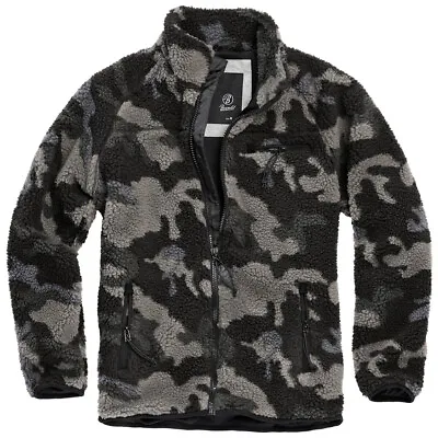 Buy Brandit Teddyfleece Jacket Fashionable Fluffy Mens Winter Streetwear Dark Camo • 75.95£