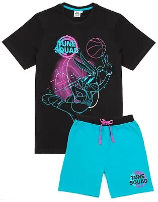 Buy Space Jam Pyjamas Mens Looney Tunes Squad Bugs Bunny T Shirt & Shorts • 18.99£