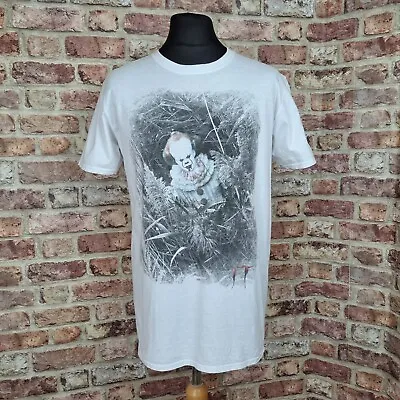 Buy IT Steven King T-Shirt Mens Large White Short Sleeve Horror Film Movie Pennywise • 12.75£