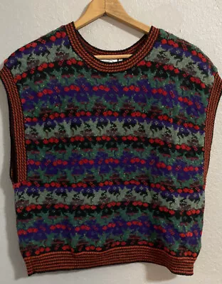 Buy ALISON DUPERNEX DESIGNER ￼ Sweater Vest, Size Large Holly Christmas • 28.34£