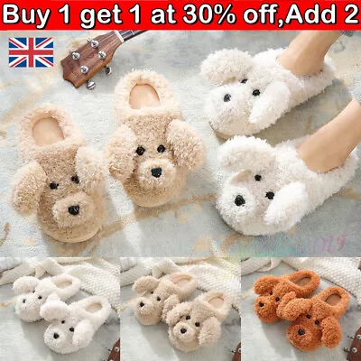 Buy Poodle Dog Cute Animal Home Comfy Fleece Slip On Winter Warm Slippers Shoes UK- • 3.99£