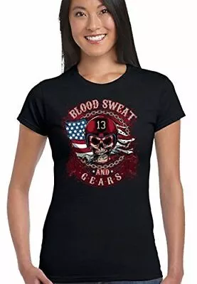 Buy Blood Sweat And Gears Womens American Biker T-Shirt Motorbike Bike Indian • 10.99£