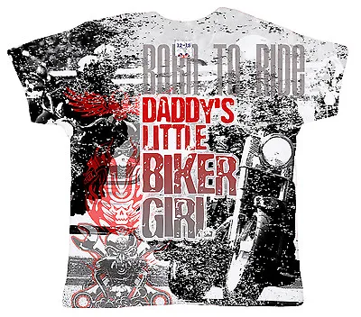 Buy DF Baby T-Shirt All Over Print  Daddy's Little Biker Girl  Motor Bike • 12.99£