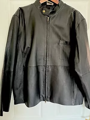 Buy Mens Black Leather Jacket Size Large 50” Chest Immaculate • 20£