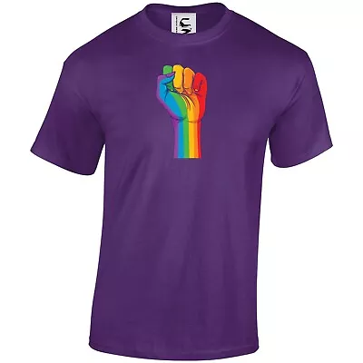 Buy Pride LGBTQ+ Gay Pride Rainbow Freedom Fist T-Shirt Adults Teens Sizes • 9.99£