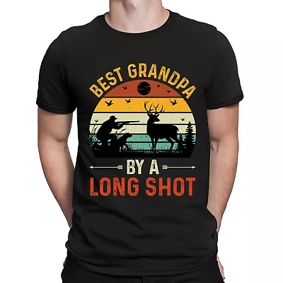 Buy Best Grandpa By A Long Shot Hunting Hunter Vintage Mens T-Shirts Tee Top #BAL • 9.99£