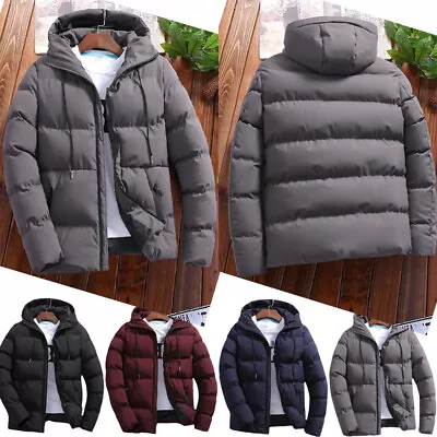 Buy Men Winter Warm Padded Coat Jacket Bubble Coat Quilted Zip Padded Outwear UK NEW • 17.99£