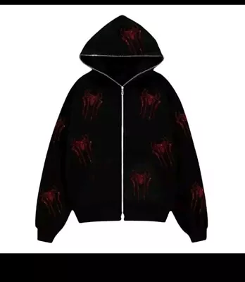 Buy Y2K Rhinestone Spider Hoodies Women Gothic Hoodie Zip Up Casual Sweatshirts Punk • 33.78£