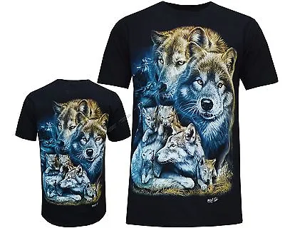 Buy Wolf Pack Biker Native American Indian Animal T Shirt, Front & Back Print M-3XL • 11.99£