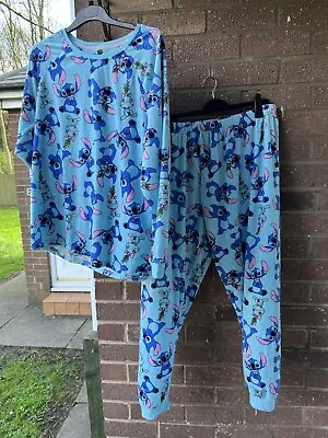 Buy Ladies Pyjamas - Blue - Supersoft Fleece - Disney Stitch - Size 18 20 • 8£