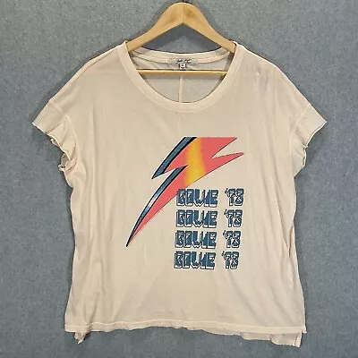 Buy Junk Food Womens XL Bowie 73 Lightning Bolt T-Shirt 100% Cotton Made In USA • 14.36£