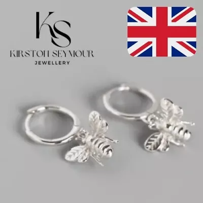 Buy Bee Earrings 925 Stirling Silver Hoop Dangle In Gift Pouch Women Girl Jewellery  • 5.89£