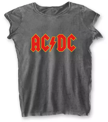 Buy AC/DC Logo Grey Womens Burnout T-Shirt - OFFICIAL • 14.89£