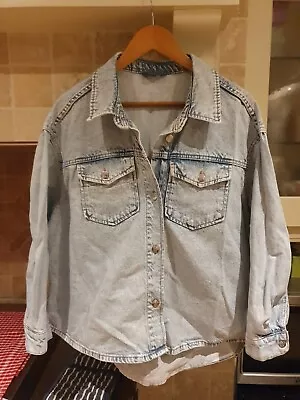 Buy Ladies Oversized Denim Shacket Jacket Shirt Size 20 100% Cotton • 3.99£
