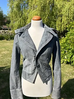 Buy Diesel Designer Grey Vintage Style Stripe Y2K Cotton Jacket Size L Alt Grunge • 43.99£