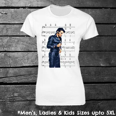 Buy Elvis Presley I Can't Help Falling In Love Piano Sheet T-shirt Music Fans • 11.95£