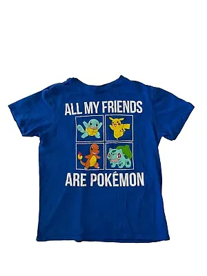 Buy Pokémon Pikachu All My Friends Are Pokémon Blue T Shirt Boys Size M GUC Cute! • 9.70£