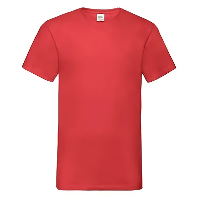 Buy Mens Plain V-Neck T-Shirt Cotton Short Sleeve Top Fruit Of The Loom Valueweight • 6.24£