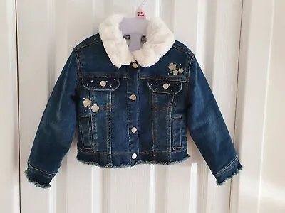 Buy Baby Girl Jacket Size 12-18 Months Blue Denim Warm Lining Collar Mayoral VGC • 15£