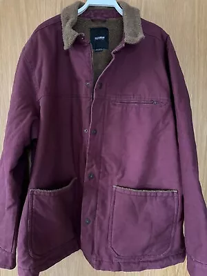 Buy Pull & Bear Mens Fleece Lined Worker/ Utility/ Chore Jacket- Burgundy (Size:XXL) • 19.99£