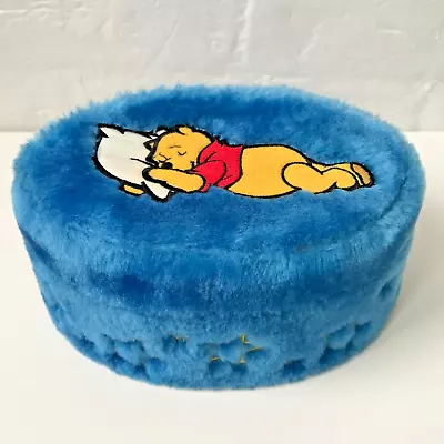 Buy Vintage Winnie The Pooh Clockwork Musical Jewellery Box Disney Store Blue Furry • 14.99£