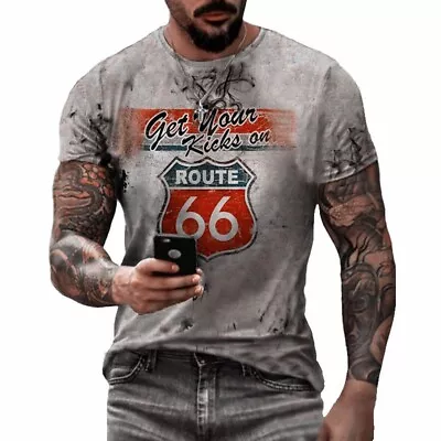 Buy Mens 3D Print T Shirt Short Sleeve Casual Slim Fit Summer Fashion Tops Tunic Tee • 8.39£