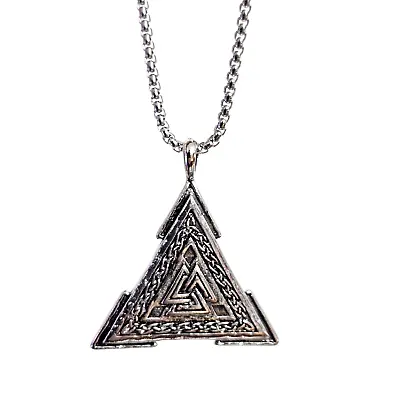 Buy Valknut Necklace Triangle Pendant 24  Steel Norse Pagan Asatru Jewellery Boxed • 9.95£
