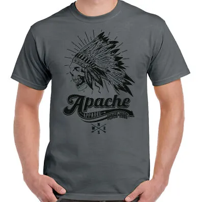 Buy Indian Skull T-Shirt Apache Apparel Mens Headdress Motorcycle Biker Tattoo Bike • 10.45£