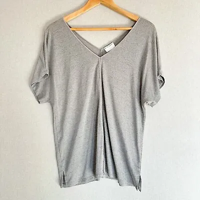 Buy WITCHERY Size M Grey Top Shirt Drop Shoulder V Neck Slouch Relaxed Short Sleeve • 16.73£