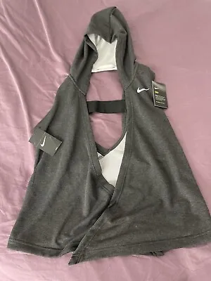 Buy Nike Dri-Fit Wrap Vest Hoodie Cardigan Woman’s Medium Training AR0445-010 Black • 28.93£