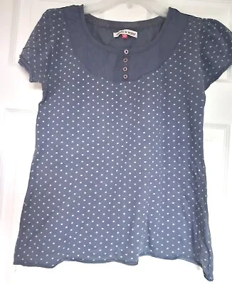 Buy Great Condition Mud Water Blue Polka Dot Top Size 10 • 2£