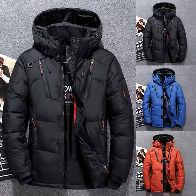 Buy Men Winter Warm Ski Jacket Duck Down Jacket Snow Thick Hooded Puffer Parka Coat • 35.99£