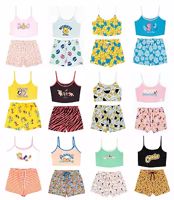 Buy Ladies Character Pyjamas 6-20 Women Summer Cropped Cami Vest Top Shorts Primark • 16.95£
