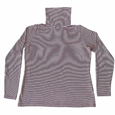 Buy Lands End Fitted Adult LG 14-16 Long Sleeve Turtleneck Red Striped Shirt Thermal • 12.57£