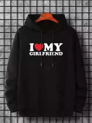 Buy I Love My Girlfriend Heart Print Mens Hooded Hoodie Valentine's Gift Cozy Jumper • 18.99£