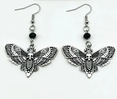 Buy Death Skull Moth Earrings Gothic Horror Insect Nature Fashion Jewellery • 4.49£