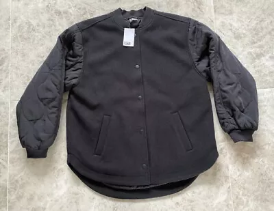 Buy H&M Divided Women’s All Black Oversized Baseball Jacket Size M Medium NWT • 14.99£