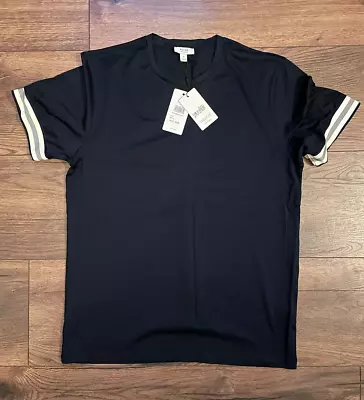 Buy Reiss Dune Mercerised Stripe Mens Navy T-Shirt In Size XL • 29.99£