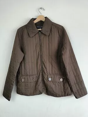 Buy Tommy Hilfiger Brown Full Zip Quilted Rain Jacket Coat - Women's Large • 19.95£