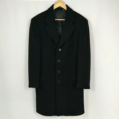 Buy Cashmere And Wool Men's Italian Trench Coat Jacket Black Smart Lined Size 50 • 45.96£